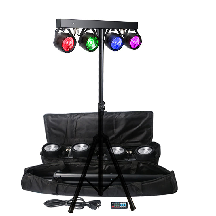 2-Pack, OPPSK 4x30W RGB Tri Color Individual Control LED COB Par Light Package with Tripod Stand and Travel Bag