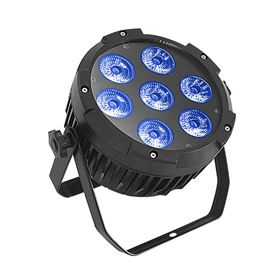 4-Pack, 7x18W RGBWA UV 6in1 Waterproof DJ Stage Lighting IP65 Outdoor Mini Silent LED Hex Par Light