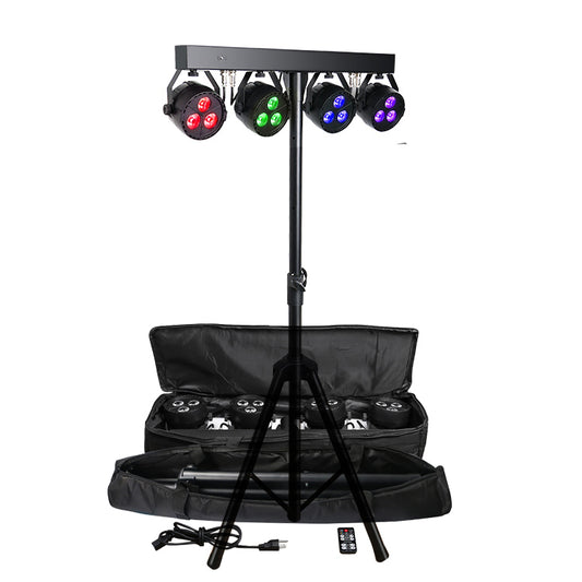 2-Pack, OPPSK 12x4W RGB UV 4in1 Individual Control DJ Wash Lighting Package LED Par Light Kit with Tripod Stand and Carry Bag