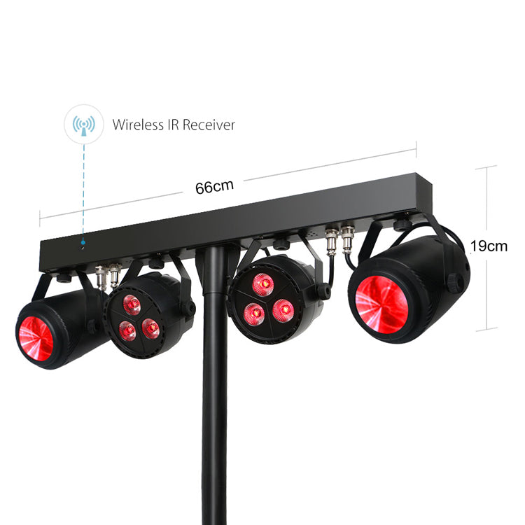 2-Pack, OPPSK Multi-effect DJ Lighting Package 6x4W RGBW 4in1 Par Light and Moonflower Light Kit with Tripod Stand and Carry Bag