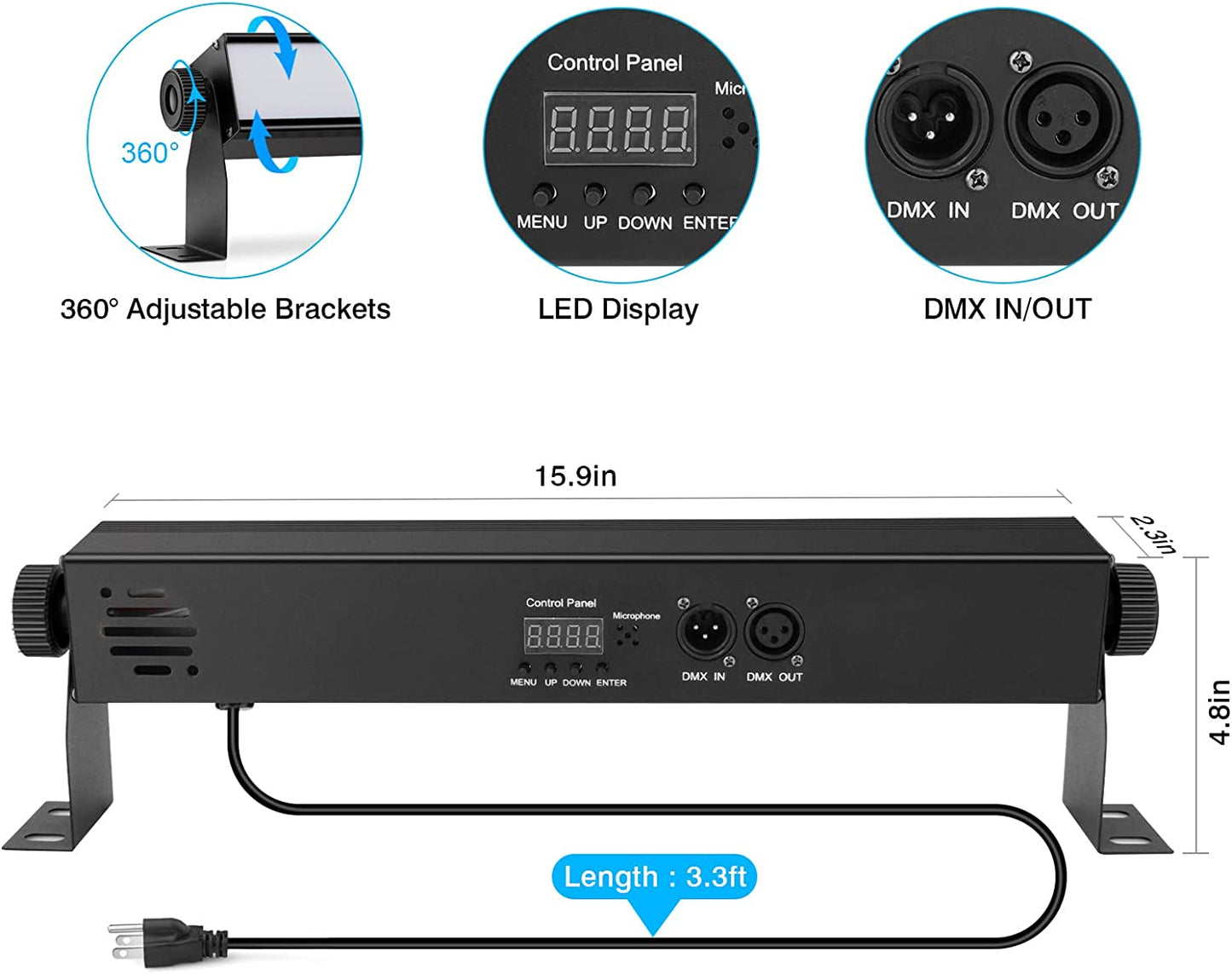 6-Pack, OPPSK 72 LED RGB 3in1 DJ Effect Light Indoor Wash Light Bar with Remote