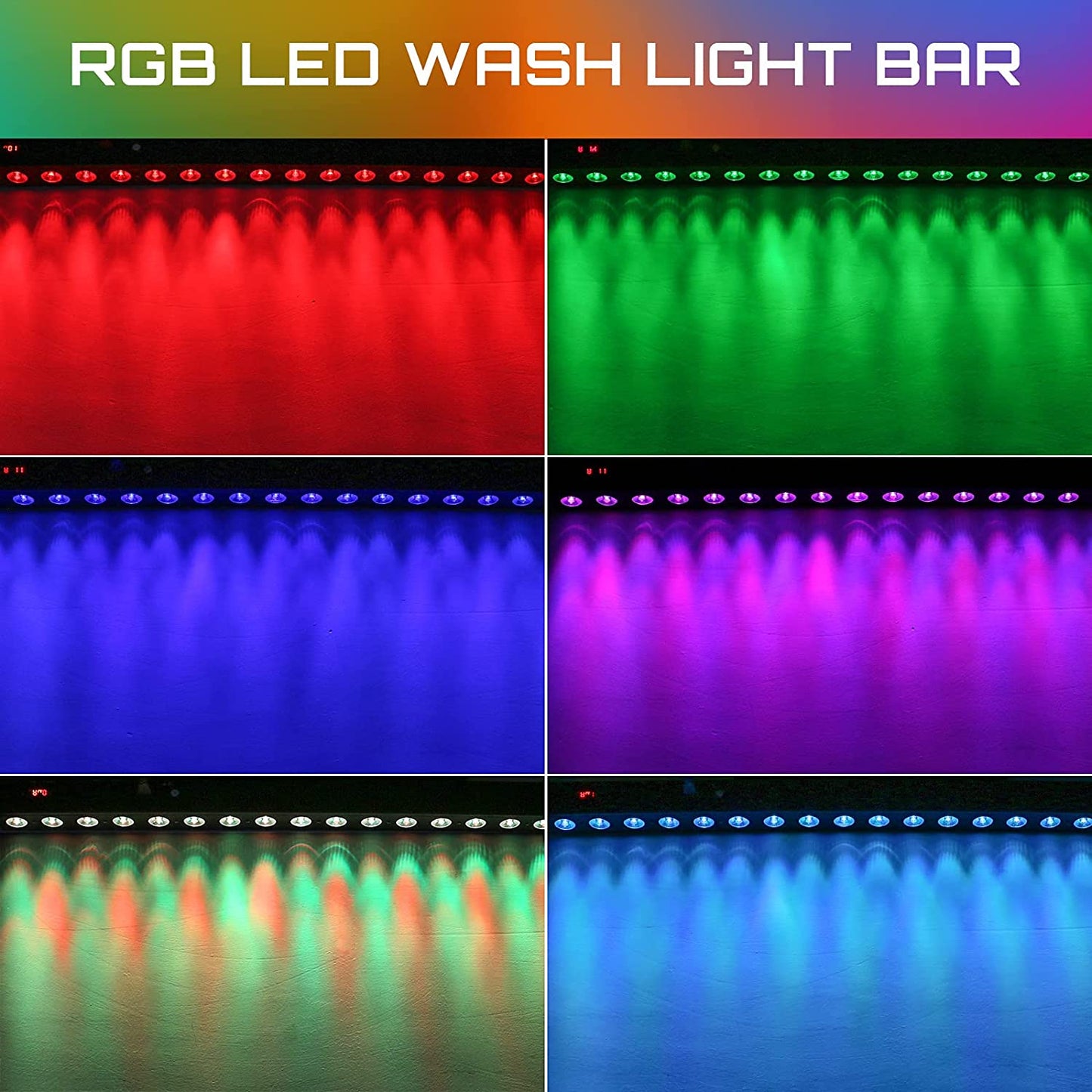 6-Pack, OPPSK 18x3W RGB 3in1 Indoor LED Wall Washer Light Bar for Wedding Uplighting