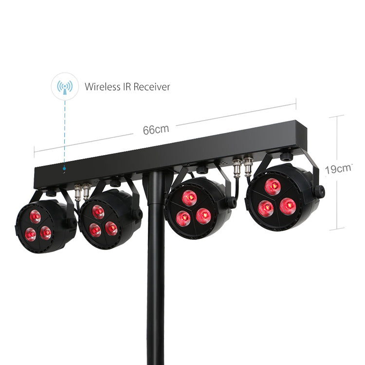 2-pack, OPPSK 12x4W RGBUV 4in1 DJ Lighting Bar LED Stage Par Light System with Stand and Carry Bag